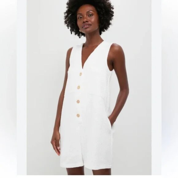 TUCKERNUCK POMADER PLACE White Textured Myla Romper Size L - Picture 1 of 11